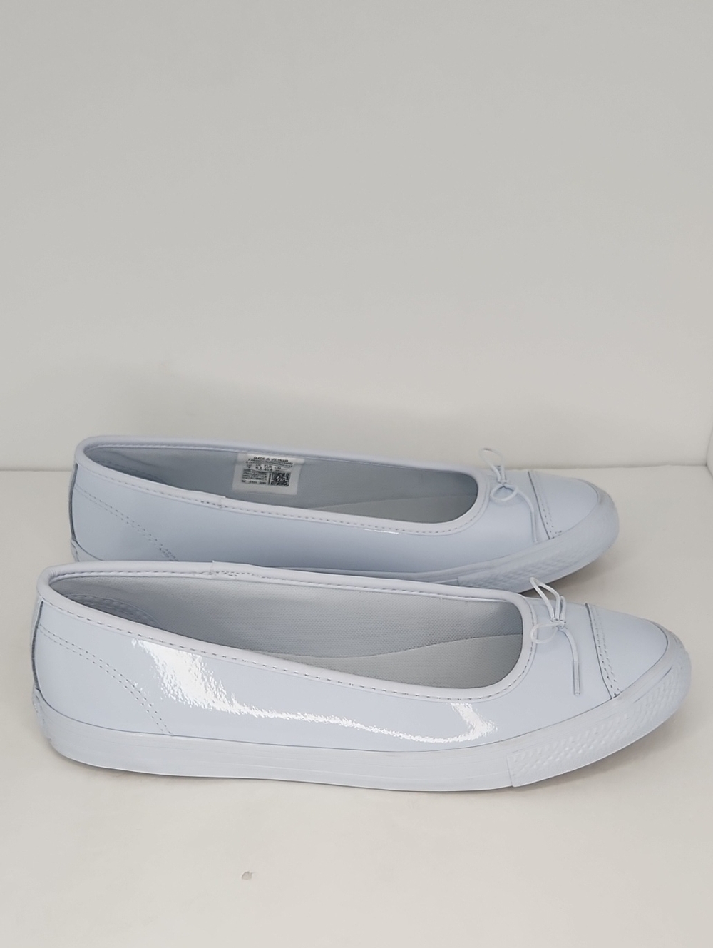 Converse Women’s Light Blue Patent Ballet Flat with Bow Accent